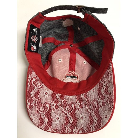 Toronto FC Soccer Women's Red Gray with Lace Adjustable Adidas Hat - Picture 6 of 8